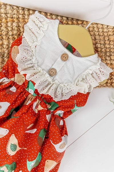 Fistolu Kuş Desenli Yazlık Kız Bebek Tulum