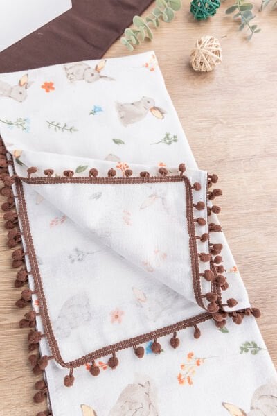 Tavşan Desenli Pazen Bebek Battaniye