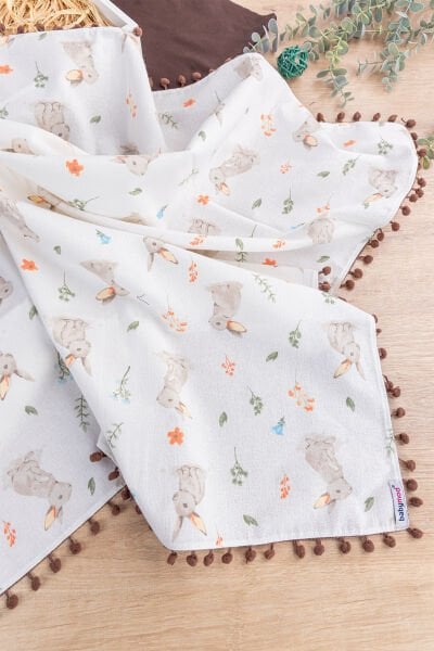 Tavşan Desenli Pazen Bebek Battaniye