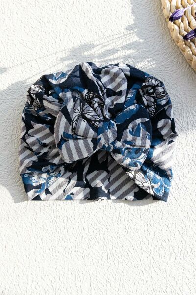 Desenli Kız Bebek Bandana Şapka