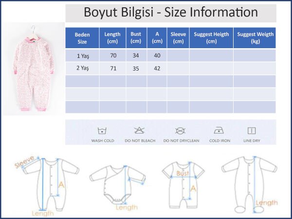 Çiçek Desenli Kız Bebek Çocuk Uyku Tulumu