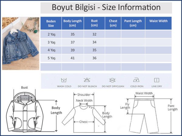 Düğmeli Cep Detaylı Çocuk Kot Ceket
