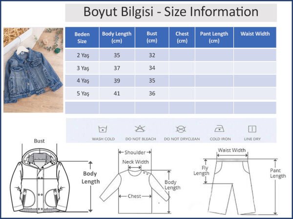 Düğmeli Cep Detaylı Çocuk Kot Ceket