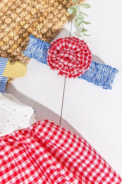 Pötikare Desenli Bandanalı Askılı Yazlık Kız Bebek Elbise