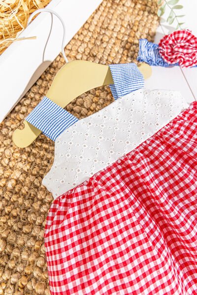 Pötikare Desenli Bandanalı Askılı Yazlık Kız Bebek Elbise