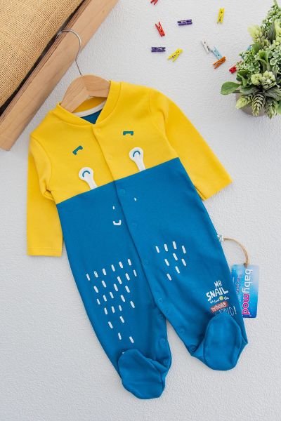 Figürlü Önden Çıt Çıtlı Erkek Bebek Tulum