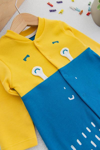 Figürlü Önden Çıt Çıtlı Erkek Bebek Tulum