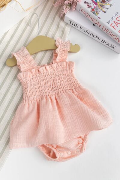 Müslin %100 Pamuk Kız Bebek Askılı Yazlık Elbise