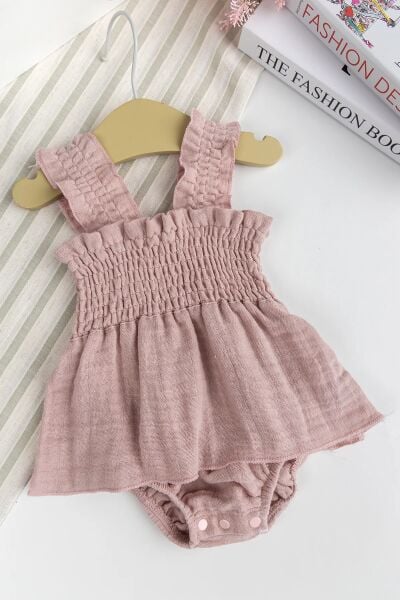 Müslin %100 Pamuk Kız Bebek Askılı Yazlık Elbise