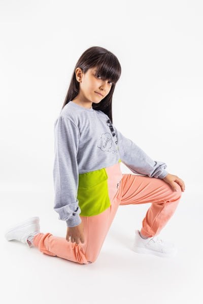 Friend Baskılı Neon Detaylı Kız Çocuk Eşofman Takımı