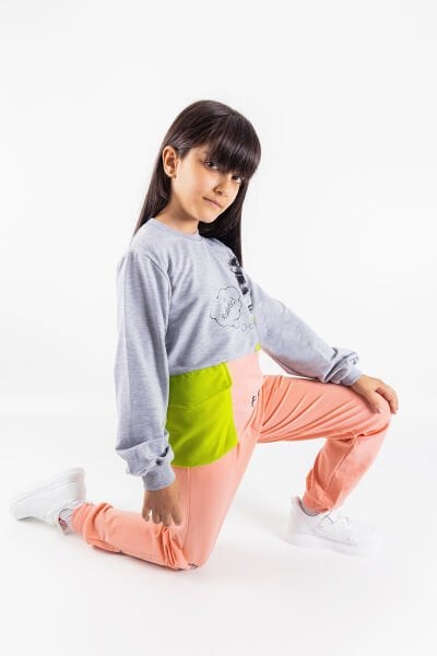 Friend Baskılı Neon Detaylı Kız Çocuk Eşofman Takımı