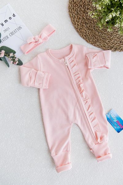 Fırfırlı Bandanalı Kız Bebek Tulum