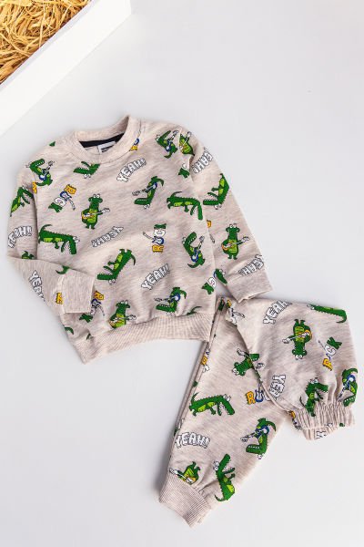 Timsah Figürlü Erkek Çocuk Pijama Takımı