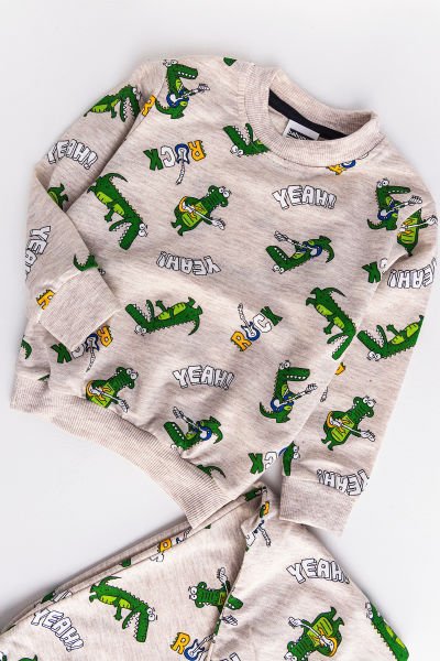 Timsah Figürlü Erkek Çocuk Pijama Takımı