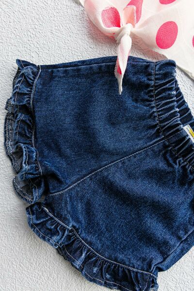 Puantiye Desenli Fiyonklu İkili Kız Bebek Takım