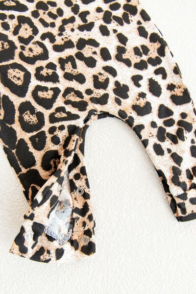 Kız Bebek Leopar Desenli Bebek Tulum