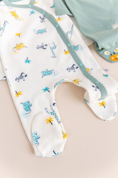 Zürafa Figürlü Uzun Kollu İkili Bebek Tulum