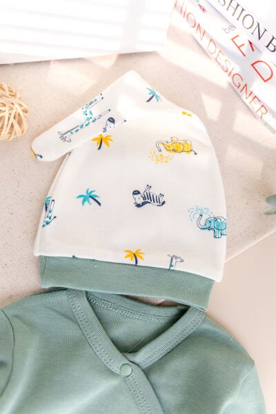 Zürafa Figürlü Uzun Kollu İkili Bebek Tulum