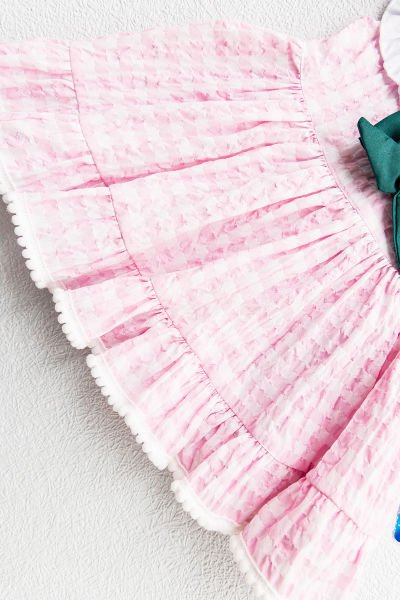 Çilek İşlemeli Bandanalı Bebek Elbise