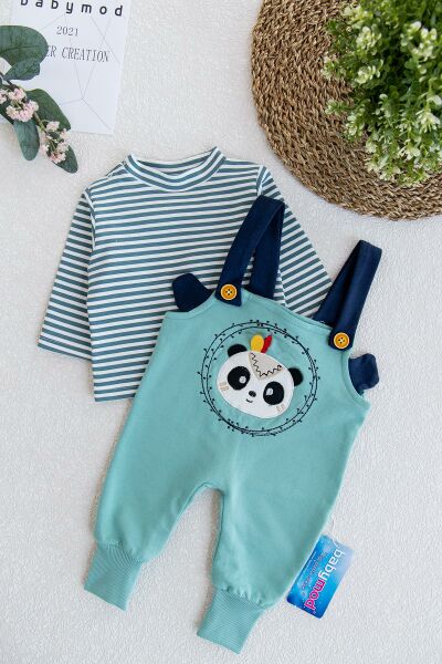 Erkek Bebek Panda Figürlü Bebek Tulum Salopet