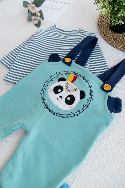 Erkek Bebek Panda Figürlü Bebek Tulum Salopet