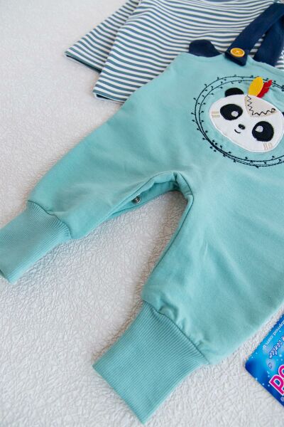 Erkek Bebek Panda Figürlü Bebek Tulum Salopet