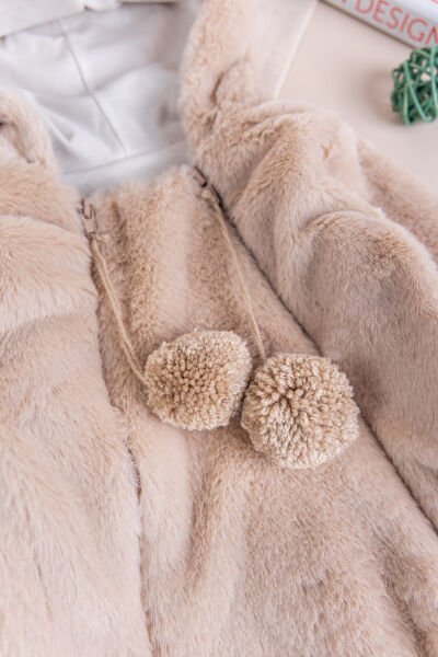 Kışlık Peluş Welsoft  Penye Astarlı Pamuklu Kız Erkek Bebek Tulum BEJ -  0-3 AY