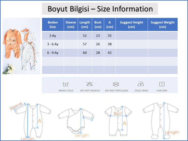 My House Bebek Tulum Uzun Kollu İkili Bebek Tulum