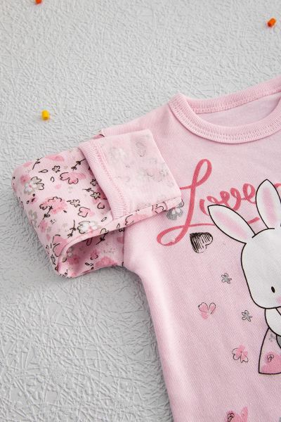 Çiçek Desenli Patikli Kendinden Eldivenli Bebek Takım