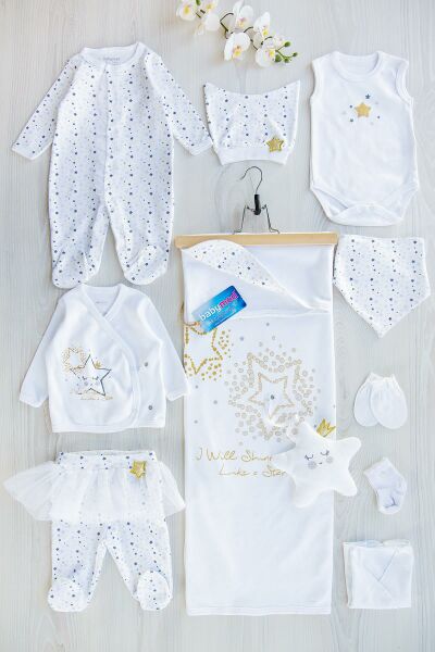 Little Stars Tulumlu Kız Bebek Hastane Çıkışı Zıbın Seti