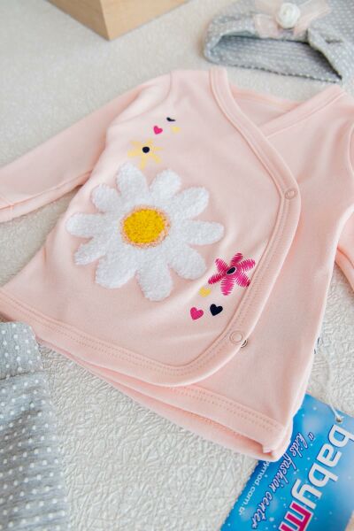Papatya Desenli 5'li Kız Bebek Hastane Çıkışı Zıbın Seti Layette