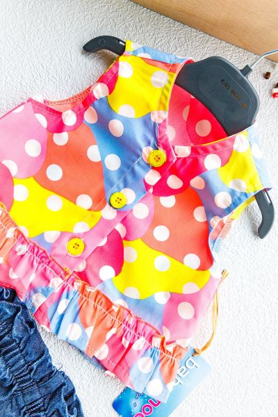 Neon Desenli Fırfırlı İkili Kız Bebek Takım