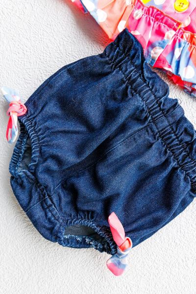 Neon Desenli Fırfırlı İkili Kız Bebek Takım