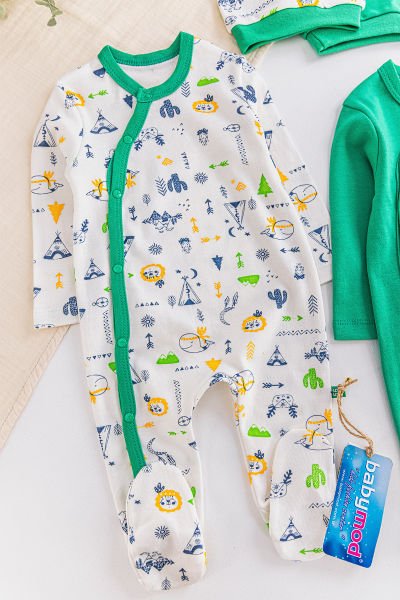 Erkek Bebek Tulum Figürlü İkili Erkek Bebek Tulum Takım