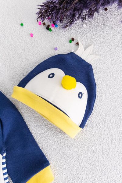 Penguen Figürlü Erkek Bebek Tulum