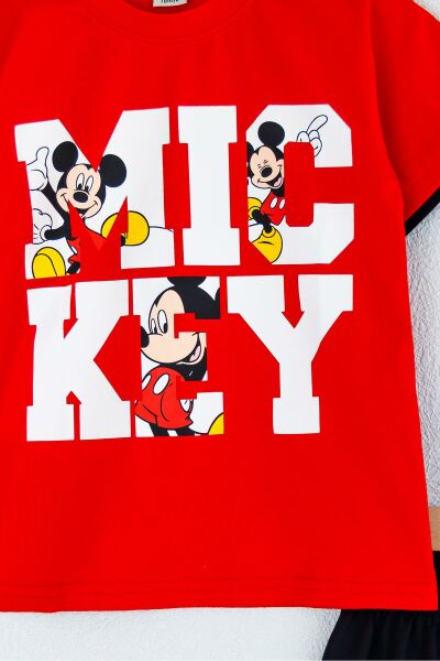 Mickey Mouse Desenli Erkek Çocuk Takım KIRMIZI - 3-4 Yaş
