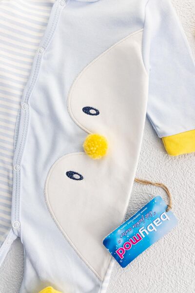 Penguen Figürlü Erkek Bebek Tulum