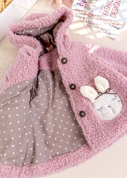 Tavşan Fiğürlü Welsoft Kışlık Kız Bebek/Çocuk Mont