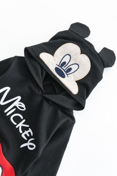 Mickey Mouse Figürlü Kapüşonlu Bebek Tulum