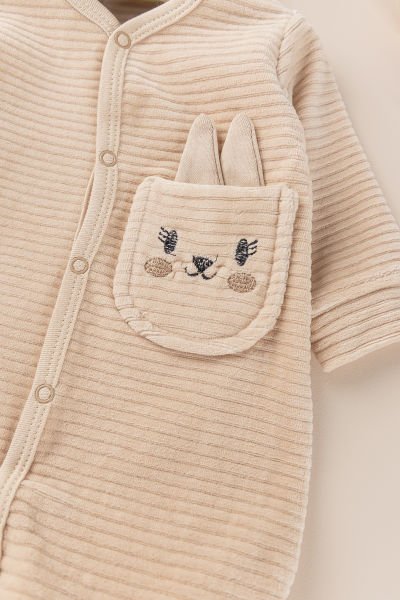 Tavşan Figürlü Unisex Kışlık Kadife Bebek Tulum