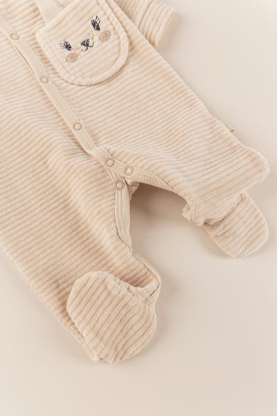 Tavşan Figürlü Unisex Kışlık Kadife Bebek Tulum