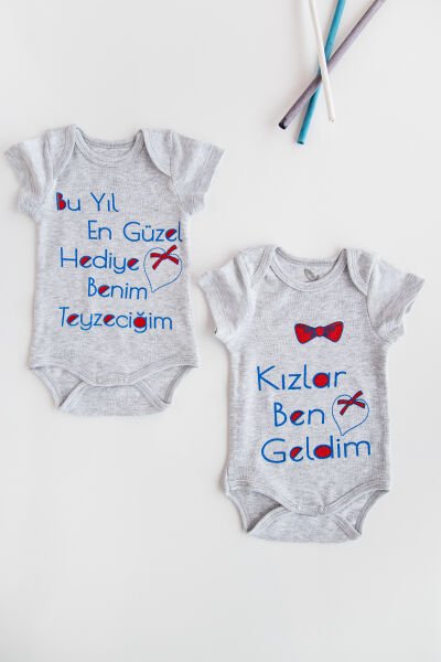 Yazılı Bebek Çıt Çıtlı Body 2'li Zıbın Takım