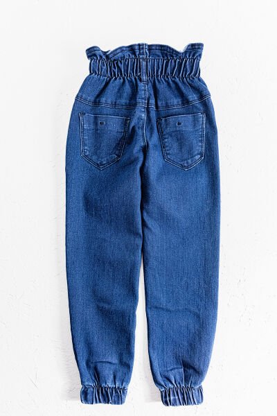 Yüksek Bel Kız Çocuk Kot Pantolon Çocuk Jean LACİVERT - 8 Yaş