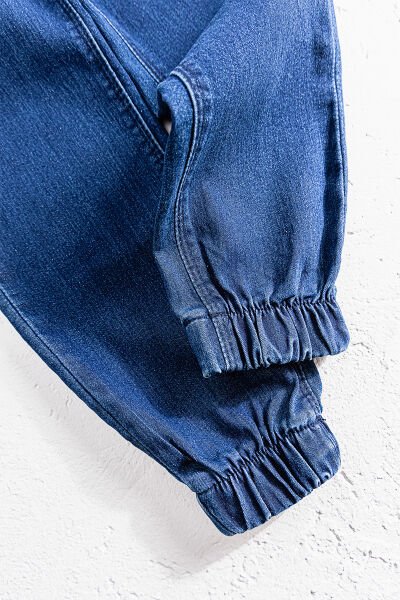 Yüksek Bel Kız Çocuk Kot Pantolon Çocuk Jean LACİVERT - 8 Yaş