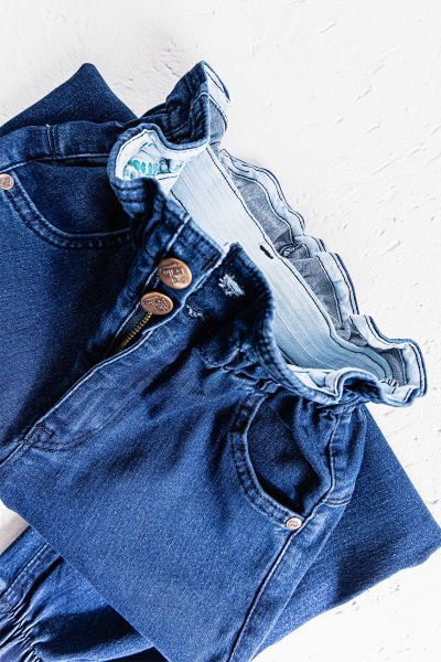 Yüksek Bel Kız Çocuk Kot Pantolon Çocuk Jean LACİVERT - 10 Yaş