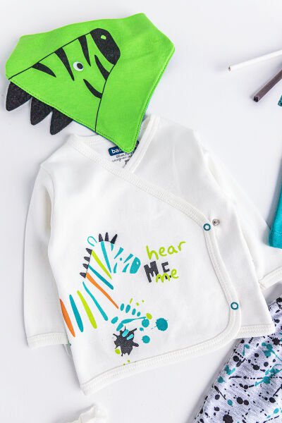 Figürlü 5 Parça Erkek Bebek Hastane Çıkışı Bebek Seti