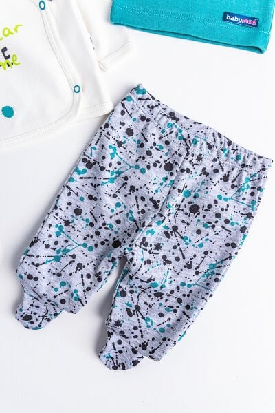 Figürlü 5 Parça Erkek Bebek Hastane Çıkışı Bebek Seti