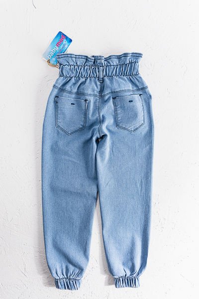 Yüksek Bel Kız Çocuk Kot Pantolon Çocuk Jean MAVİ - 9 Yaş