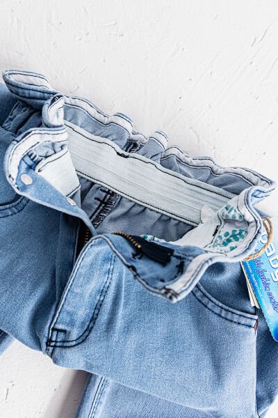 Yüksek Bel Kız Çocuk Kot Pantolon Çocuk Jean MAVİ - 10 Yaş