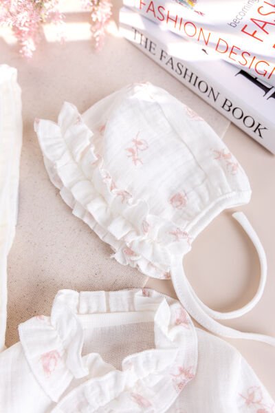 Çiçekli 100% Pamuk Muslin 10'lu Kız Bebek Hastane Çıkışı Yeni Doğan Set PEMBE -  0-3 AY
